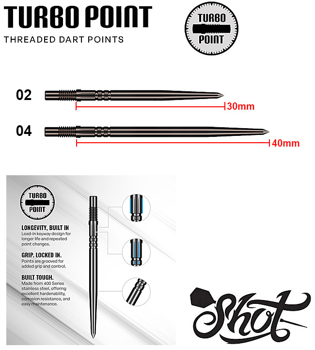 SHOT TURBO Black Steel Tip Dart Points