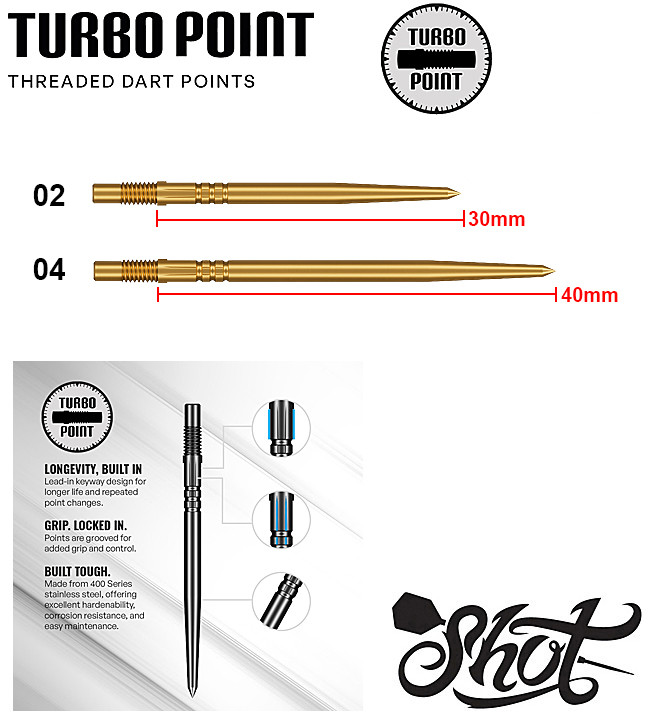 SHOT TURBO Gold Steel Tip Dart Points
