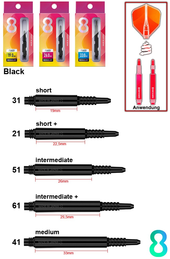 TARGET 8 FLIGHT Shafts Fixed Reg Black