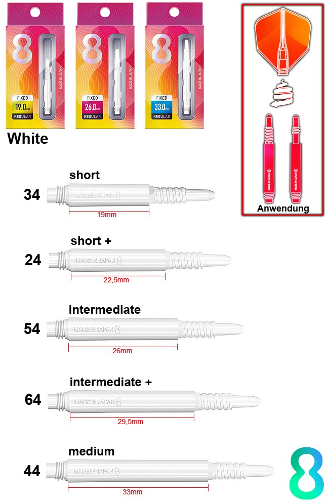 TARGET 8 FLIGHT Shafts Fixed Reg White