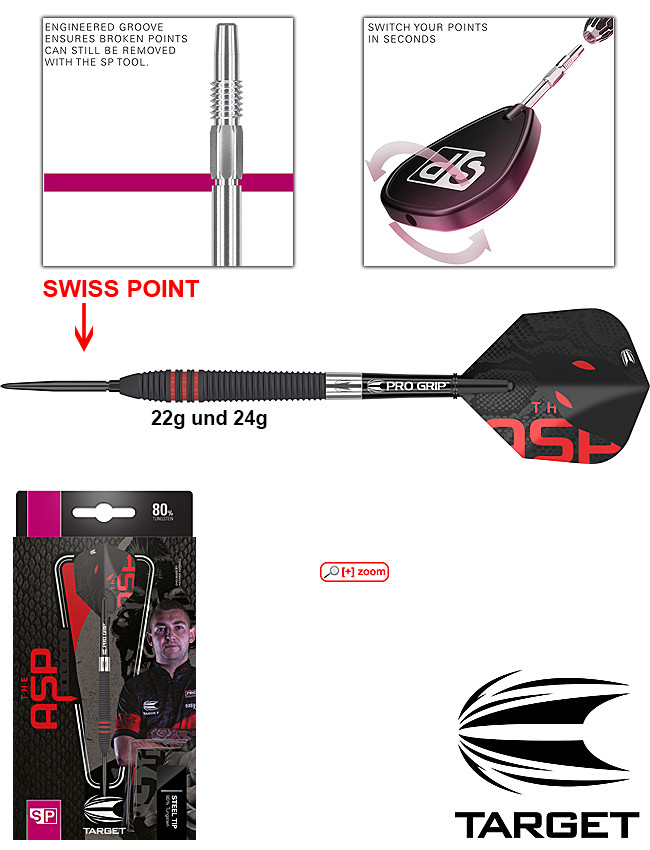 Fléchettes Nathan Aspinall 80 Noir N°6 | Pro Ultra Flights, Design Noir/rouge | Compatibles Avec Toutes Tiges, 3 Pièces