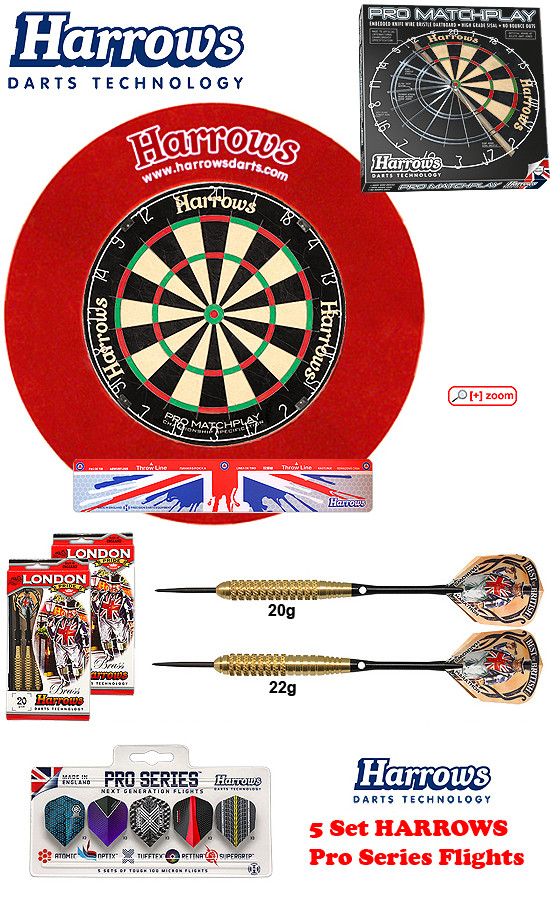 SET Pro Matchplay + H. Surround red + 2 Set London Pride Darts + Abwurflinie + 5er Set Flights