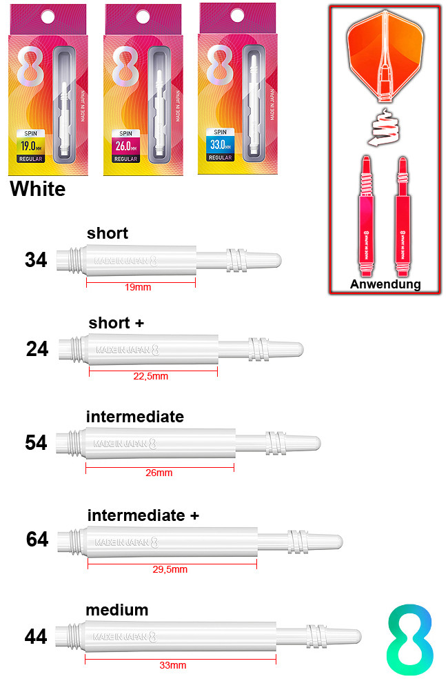 TARGET 8 FLIGHT Shafts Spin Reg White