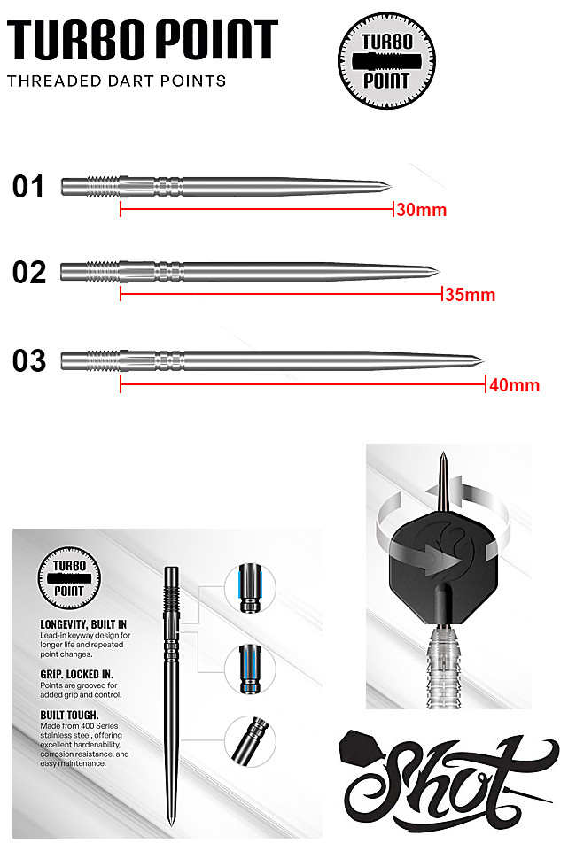 SHOT Turbo Silver Steel Tip Dart Points
