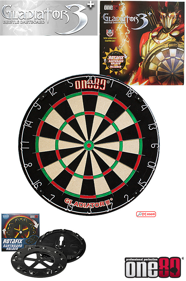 ONE80 Gladiator 3 plus + Rotafix Dartboard Holder